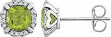 14K White Gold Natural Peridot & 1/10 CTW Natural Diamond Earrings