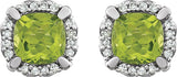 14K White Gold Natural Peridot & 1/10 CTW Natural Diamond Earrings