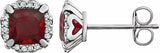 14K White Gold Natural Mozambique Garnet & 1/10 CTW Natural Diamond Earrings