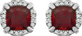 14K White Gold Natural Mozambique Garnet & 1/10 CTW Natural Diamond Earrings