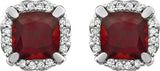 14K White Natural Mozambique Garnet & 1/10 CTW Natural Diamond Earrings