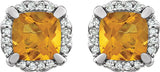 14K White Natural Citrine & 1/10 CTW Natural Diamond Earrings