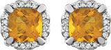 14K White Natural Citrine & 1/10 CTW Natural Diamond Earrings