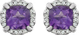 14K White Gold Natural Amethyst & 1/10 CTW Natural Diamond Earrings