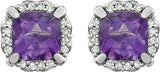 14K White Natural Amethyst & 1/10 CTW Natural Diamond Earrings