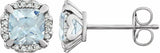 14K White Gold Natural Aquamarine & 1/10 CTW Natural Diamond Earrings