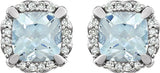 14K White Natural Aquamarine & 1/10 CTW Natural Diamond Earrings