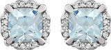 14K White Gold Natural Aquamarine & 1/10 CTW Natural Diamond Earrings