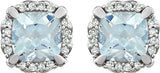 14K White Natural Aquamarine & 1/10 CTW Natural Diamond Earrings