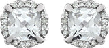 14K White Lab-Grown White Sapphire & 1/10 CTW Natural Diamond Earrings
