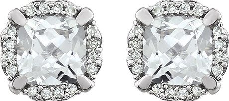14K White Lab-Grown White Sapphire & 1/10 CTW Natural Diamond Earrings