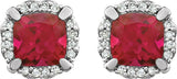 14K White Gold Lab-Grown Ruby & 1/10 CTW Natural Diamond Earrings