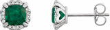 14K White Gold Lab-Grown Emerald & 1/10 CTW Natural Diamond Earrings