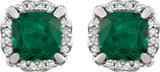 14K White Gold Lab-Grown Emerald & 1/10 CTW Natural Diamond Earrings