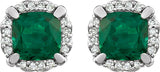 14K White Gold Lab-Grown Emerald & 1/10 CTW Natural Diamond Earrings