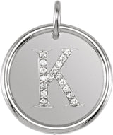 14K White .08 CTW Natural Diamond Posh Mommy® Initial K Pendant