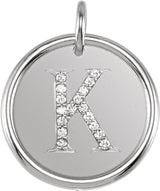 14K White Gold .08 CTW Natural Diamond Posh Mommy® Initial K Pendant