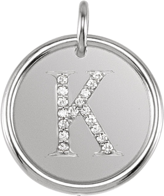14K White Gold .08 CTW Natural Diamond Posh Mommy® Initial K Pendant