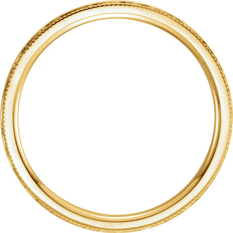 14K Yellow Gold 2 mm Milgrain Edge Comfort-Fit Flat Band Size 3.5