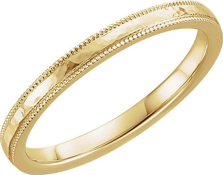 14K Yellow Gold 2 mm Milgrain Edge Comfort-Fit Flat Band Size 5