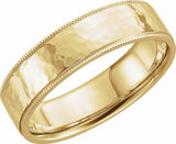 14K Yellow Gold 6 mm Milgrain Edge Comfort-Fit Flat Band Size 7.5