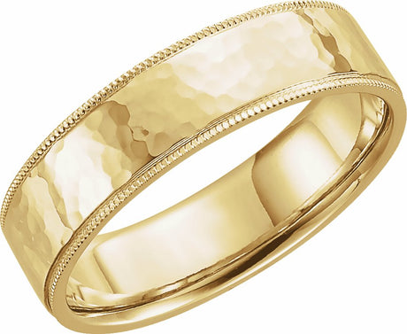 14K Yellow Gold 6 mm Milgrain Edge Comfort-Fit Flat Band Size 7.5