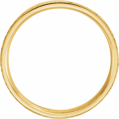 14K Yellow 5 mm Milgrain Edge Comfort-Fit Flat Band Size 12