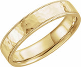 14K Yellow 5 mm Milgrain Edge Comfort-Fit Flat Band Size 12