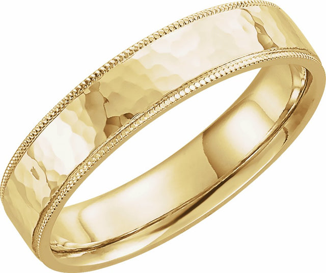 14K Yellow 5 mm Milgrain Edge Comfort-Fit Flat Band Size 12
