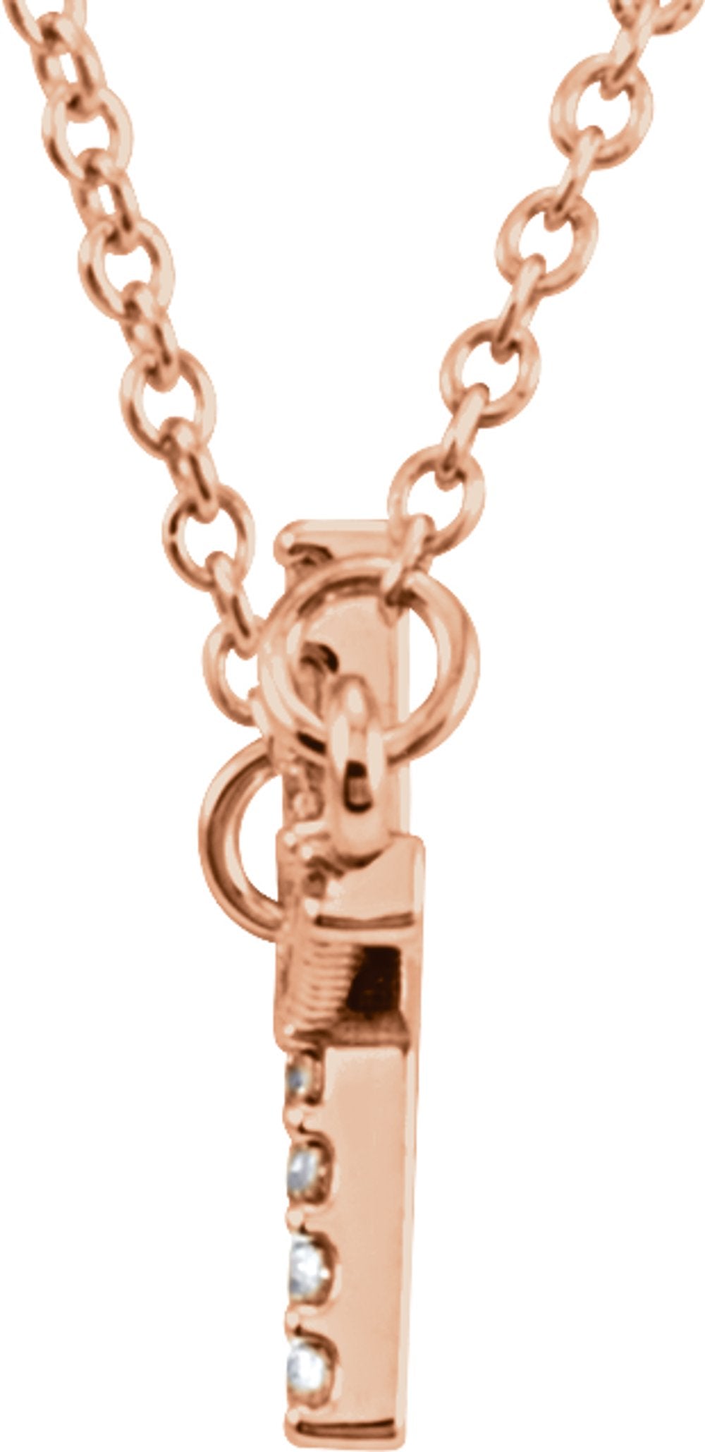 14K Rose 1/10 CTW Natural Diamond Sideways Cross 16-18" Necklace
