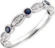 14K White Natural Blue Sapphire & 1/6 CTW Natural Diamond Ring