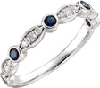 14K White Gold Natural Blue Sapphire & 1/6 CTW Natural Diamond Ring