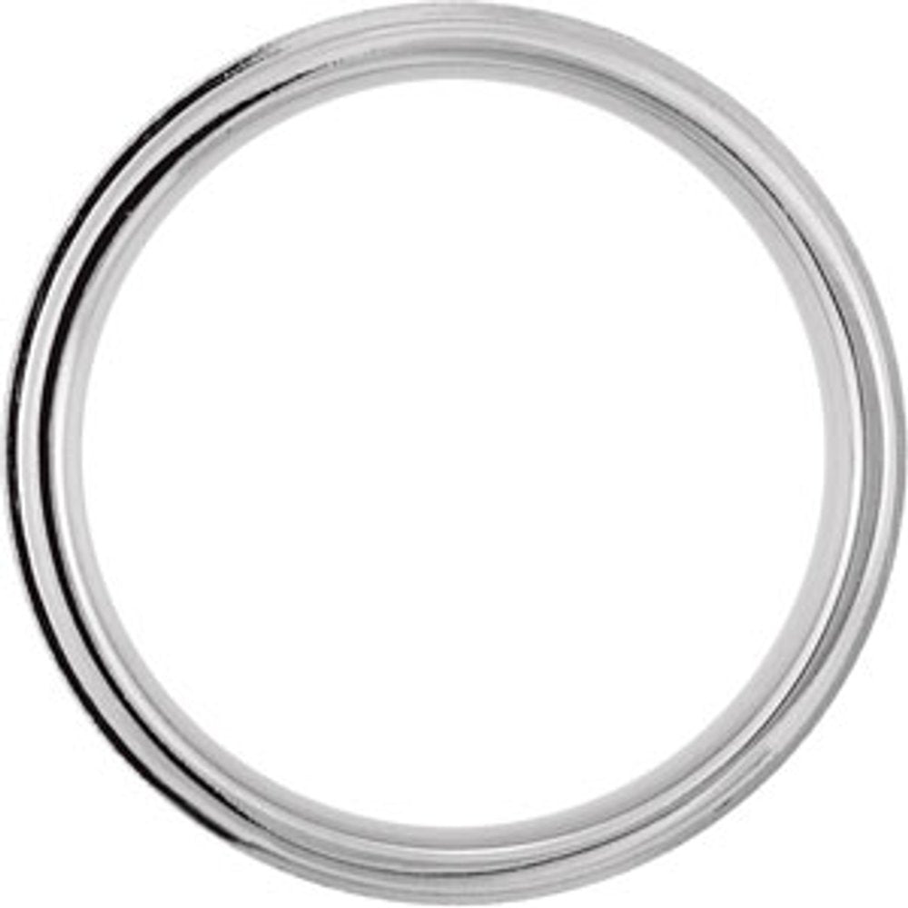 14K White Gold 6 mm Half Round Milgrain Stone Finish Band Size 9