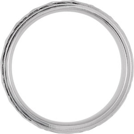 14K White Gold 6 mm Faceted Band Size 10
