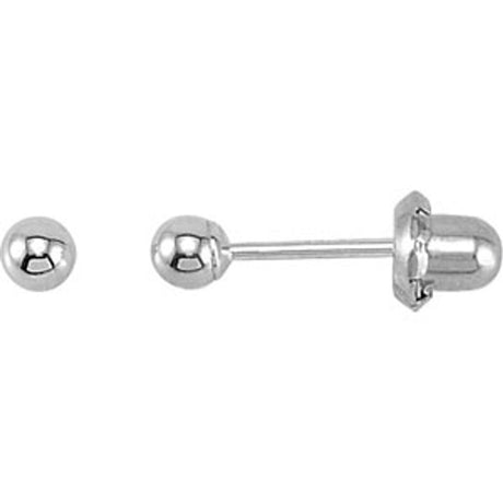 14K White Gold Inverness® 3 mm Ball Piercing Stud Earrings