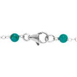 Sterling Silver Cultured White Freshwater Pearl & Natural Turquoise Station 7 1/2" Bracelet