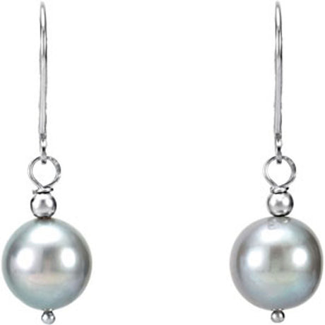 Sterling Silver Cultured Gray Freshwater Pearl Earrings