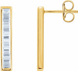 14K Yellow 1/2 CTW Natural Diamond Baguette Bar Earrings
