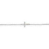 14K White Gold .04 CTW Natural Diamond Sideways Cross Youth 7" Bracelet