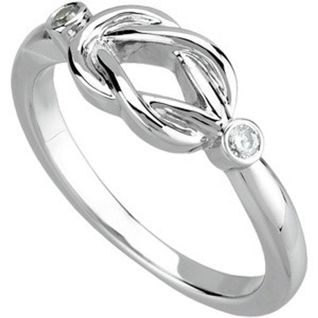 14K White Gold .06 CTW Natural Diamond Knot Ring 