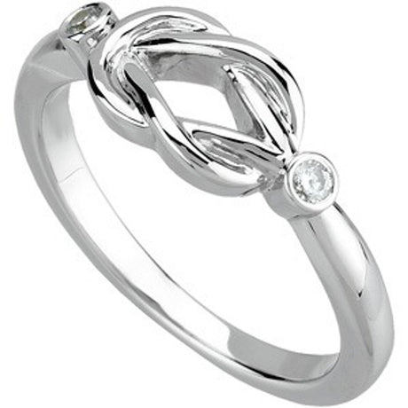 14K White .06 CTW Natural Diamond Knot Ring