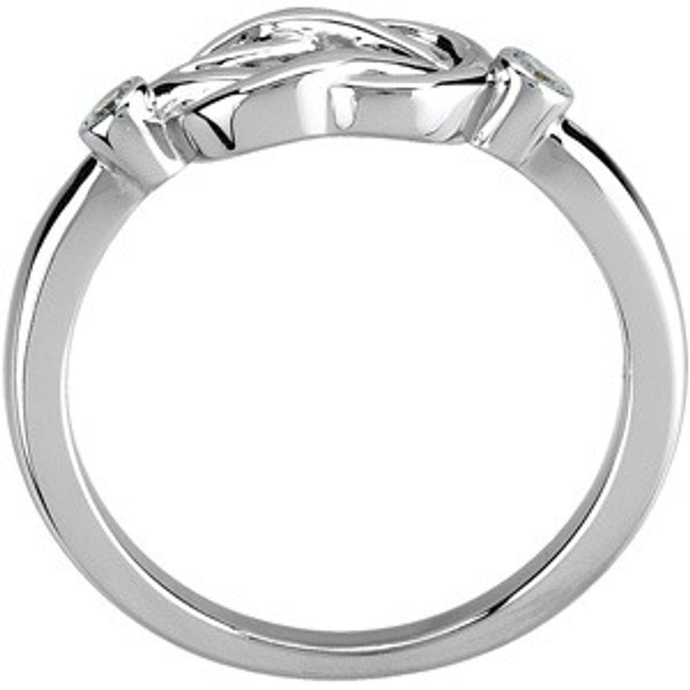 14K White .06 CTW Natural Diamond Knot Ring