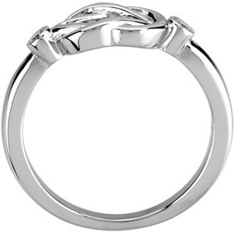 14K White .06 CTW Natural Diamond Knot Ring