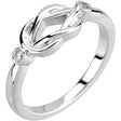 14K White Gold .06 CTW Natural Diamond Knot Ring 