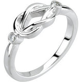 14K White Gold .06 CTW Natural Diamond Knot Ring 