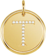 14K Yellow Gold .07 CTW Natural Diamond Posh Mommy® Initial T Pendant