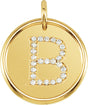 14K Yellow 1/8 CTW Natural Diamond Posh Mommy® Initial B Pendant