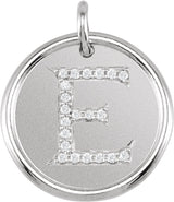 14K White .08 CTW Natural Diamond Posh Mommy® Initial E Pendant