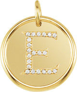 14K Yellow .08 CTW Natural Diamond Posh Mommy® Initial E Pendant