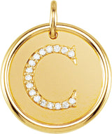 14K Yellow .06 CTW Natural Diamond Posh Mommy® Initial C Pendant